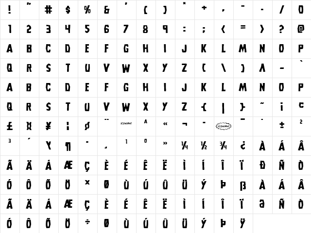 Grim Ghost Expanded Expanded  glyph index