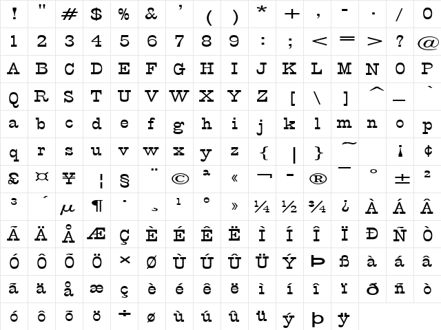 Circus-Extended Normal  glyph index