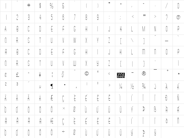 Melanin Regular  glyph index