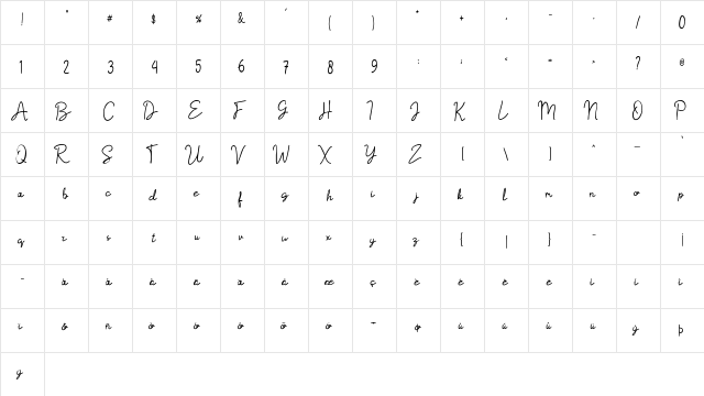 Hollandy Regular  glyph index
