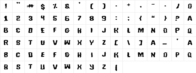 Tussle Expanded Expanded  glyph index