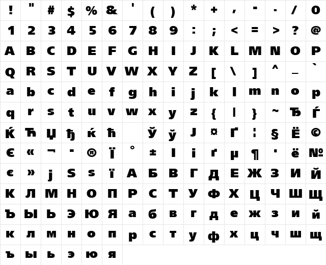 font181 Regular  glyph index