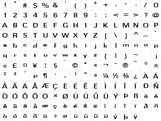 Gauss-Extended Normal  glyph index