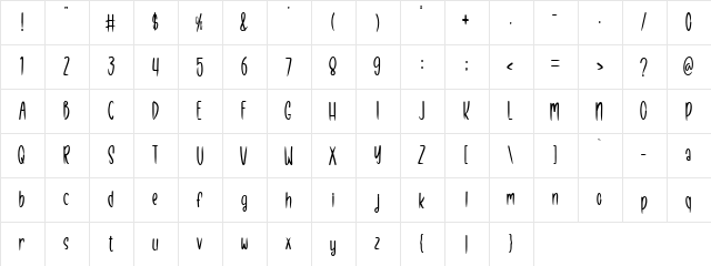 Halloween Night Regular  glyph index