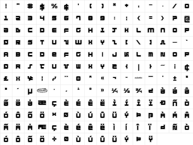 Direktor Academy Regular  glyph index