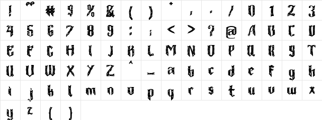 Salawaku Regular  glyph index