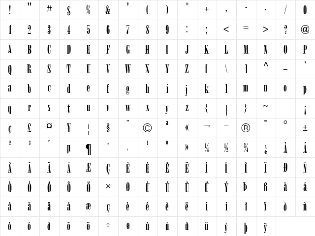 Onyx ICG Regular  glyph index