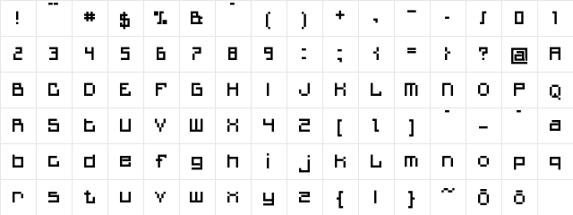 MiniQuan Regular  glyph index