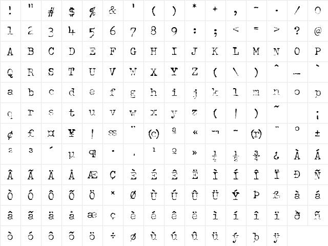 Schmutz ICG Corroded Regular  glyph index