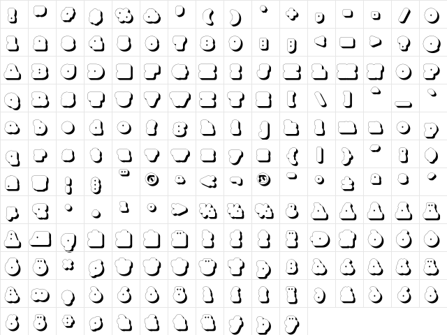 Mince Shadow Regular  glyph index