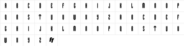 Metal Crusher Regular  glyph index