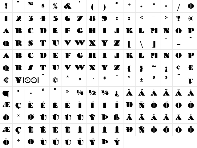 Bric-a-Braque NF Regular  glyph index