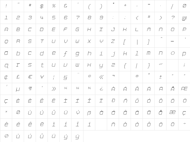 AspirinRefillDazed Regular  glyph index