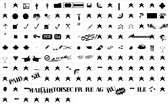 MiniPics Regular  glyph index