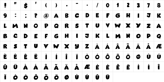 Takeshi DEMO Regular  glyph index