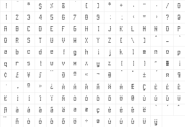 Gateway Regular  glyph index