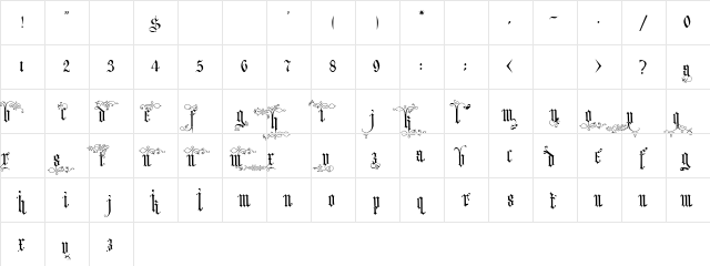 Ardenwood Regular  glyph index