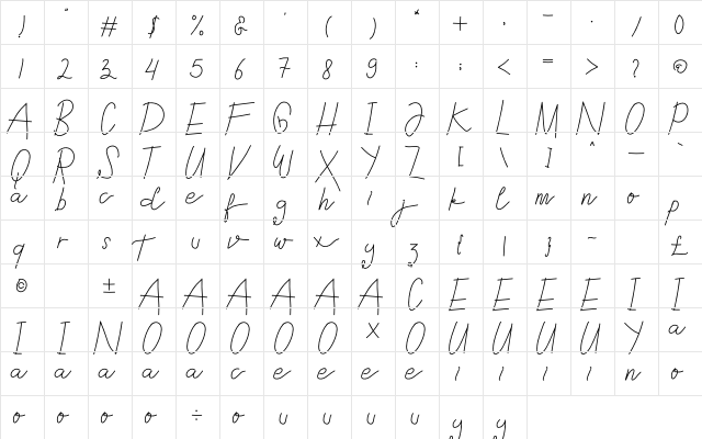 Snoorks Regular  glyph index