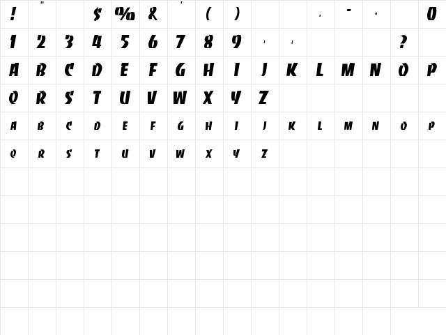 SLICE Normal  glyph index