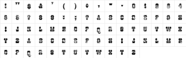 Thunder Mountain WF Regular  glyph index