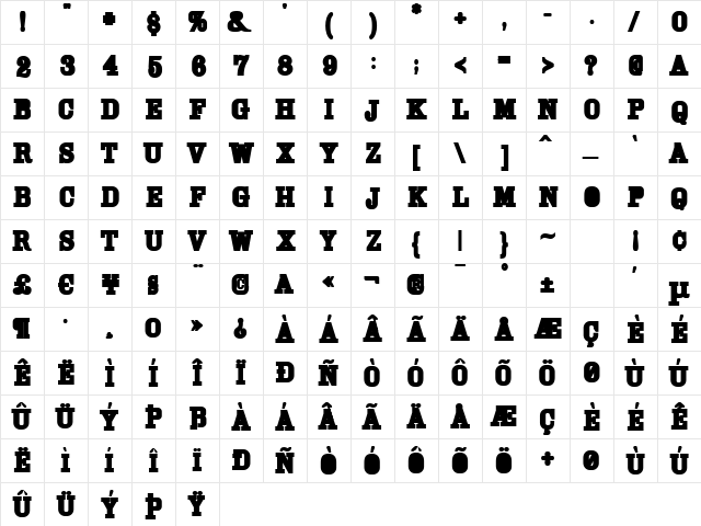 Cam ExtraBold  glyph index