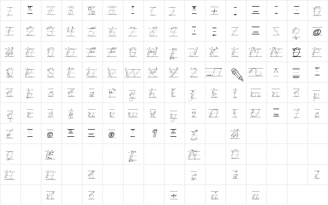 AbcDNManusArrowDotted Regular  glyph index