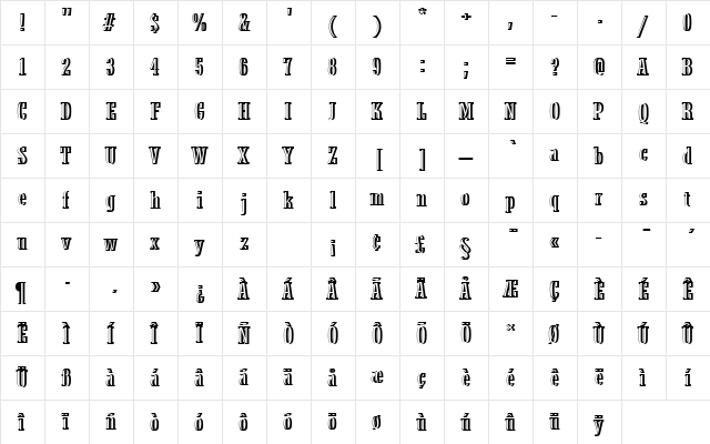 StymieTRegConRe1 Regular  glyph index