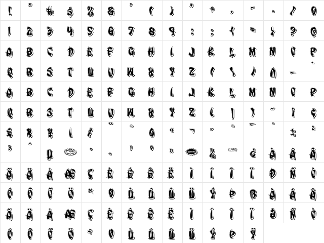 Egg Roll Punch Regular  glyph index