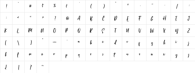 Lorde Soon-Personal Use Regular  glyph index