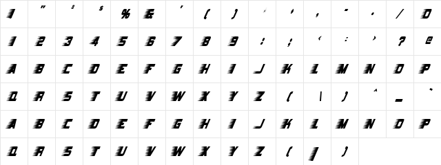 Barbatrick Regular  glyph index