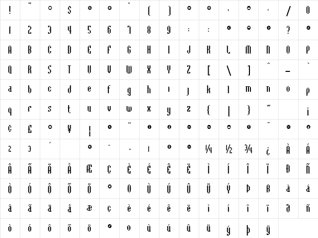 BadlocICG Bevel  glyph index