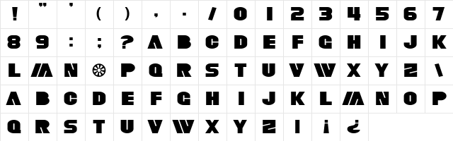 SF Fortune Wheel Extended Regular  glyph index