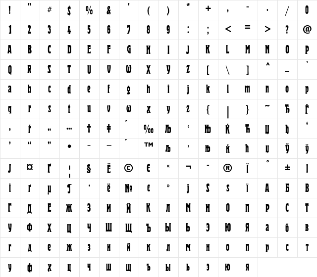 HeroldCondC Regular  glyph index