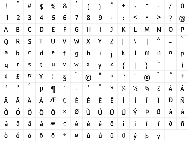 Cachet Std Book  glyph index