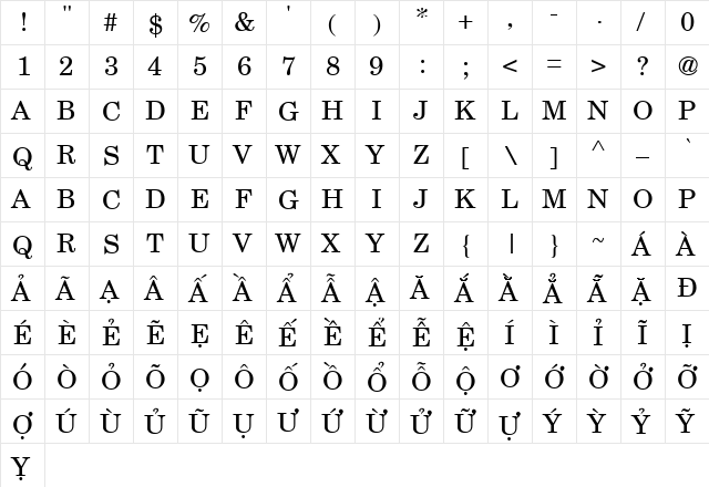 mssansVi Regular  glyph index