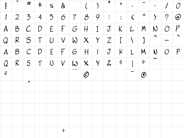 Vigilante Sidekick Regular  glyph index