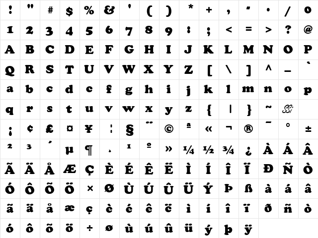 Cooper SSi Black  glyph index