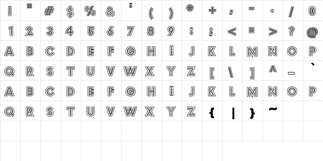 Budmo Jiggler Bold  glyph index
