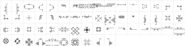 AndradeOrnaments Regular  glyph index
