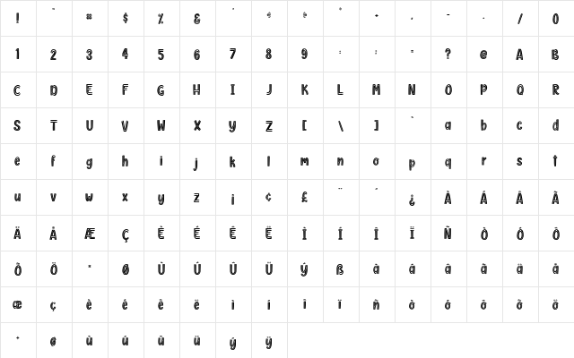 Monicha - Personal Use Regular  glyph index