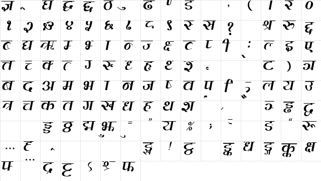 MtEverest Regular  glyph index