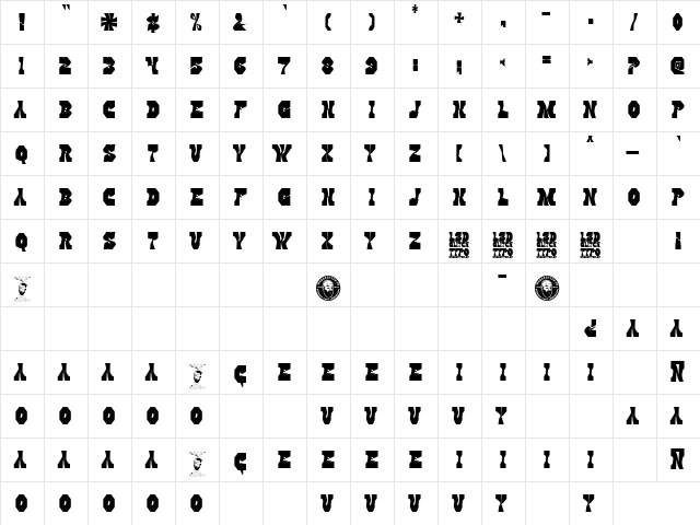 LSD GLITCH Regular  glyph index