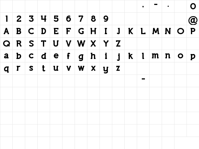 Lifestyle M54 Regular  glyph index