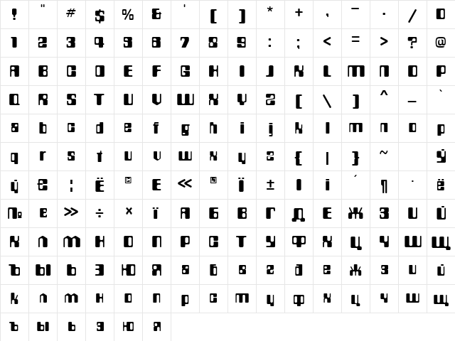 Countdown Normal  glyph index