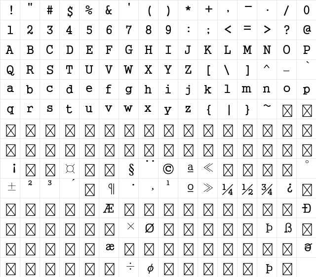 HY GungSo Std B  glyph index