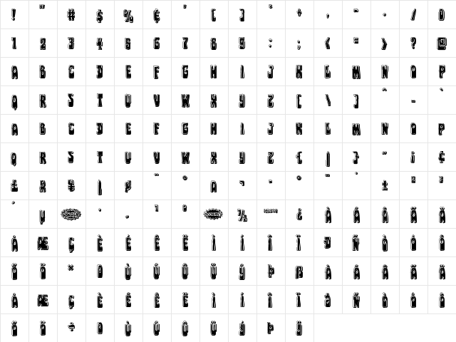 Pocket Monster Bevel Regular  glyph index