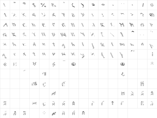 Angles 2 Regular  glyph index