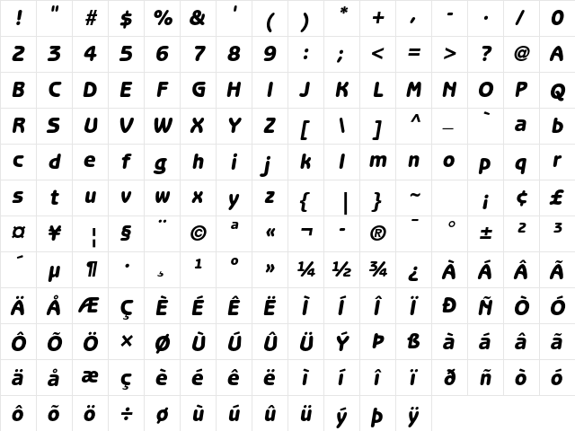 ITC Benguiat Gothic Std Heavy Oblique  glyph index