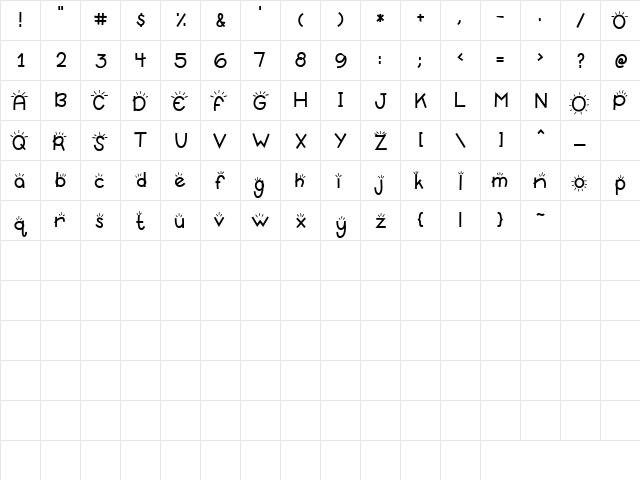 LD Sunshine Regular  glyph index