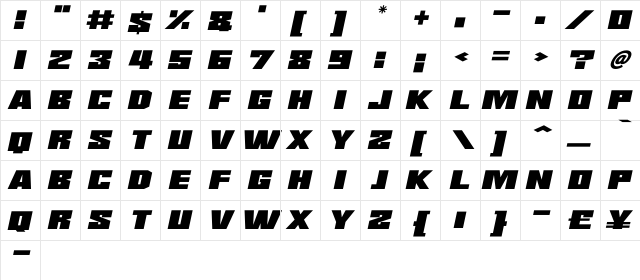 Saturn 3 Italic  glyph index